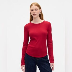 GAP Women's Rust/ Burnt Orange Long Sleeve Waffle Weave Tee